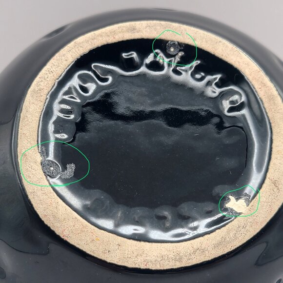 Royal Haeger Vintage MCM 1960s Black Green High Gloss Frog Mouth Dimpled Vase - Picture 9 of 10